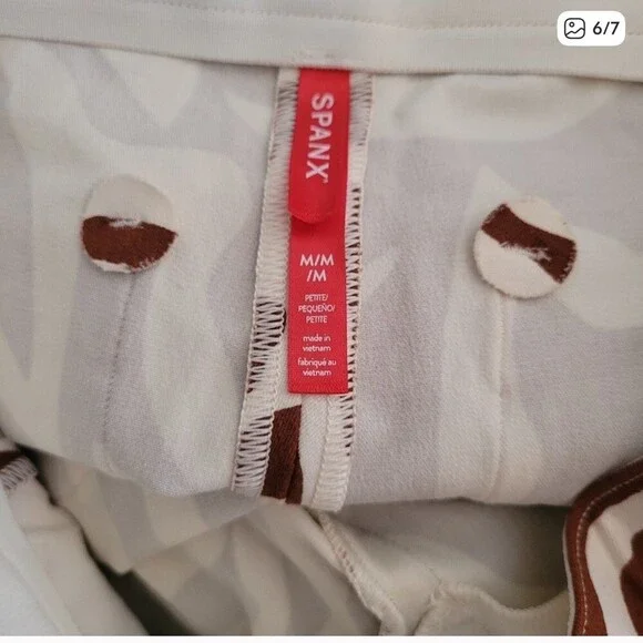 Spanx Stylish Brown and White Patterned Women's Pants Size M - Picture 5 of 5